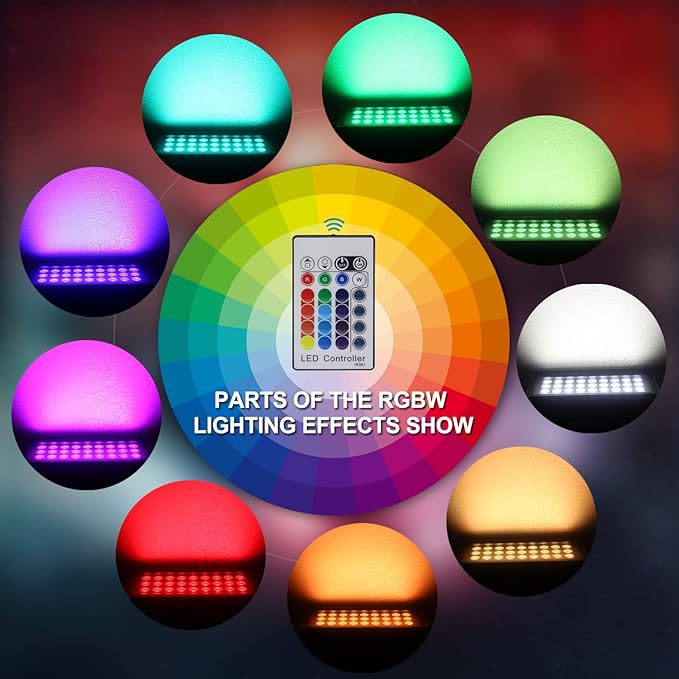 LED Wall Washer Lights RGBW 6000K Color Changing with RF Remote Dimmable 144W Flood Lights for Church Bridge Hotel Yard Party Wedding Building Wall Decorations（Black or Sand Silver）
