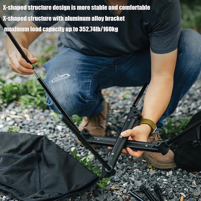 Lightweight and Comfortable Black Beach Chair Outdoor Camping Aluminum Alloy Ultra-Lightweight Dual-Purpose Folding Chair Khaki Suitable for Mountaineering and Hiking Camping Multi-Color Avail