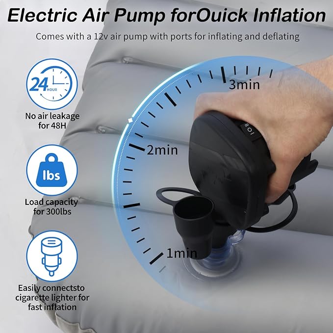 Inflatable Car Air Mattress Back Seat Bed with Air Pump55 x 35 Portable Thickened Car Travel Camping Sleeping Air Mattress Blow Up Bed for Car Universal SUV