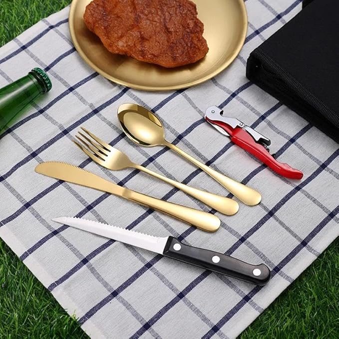 Cutlery Set Picnic Camping Picnic Set With 304 Stainless 10Pcs Tableware Dishes Steel Cutlery Set For 2Person E