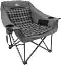 Oversized Camping Chairs for Adults Heavy Duty Padded Portable Lawn Chairs Outdoor Folding Chairs XL Camp Chairs with Cup Holder Suproot 500 lbs Gray Plaid