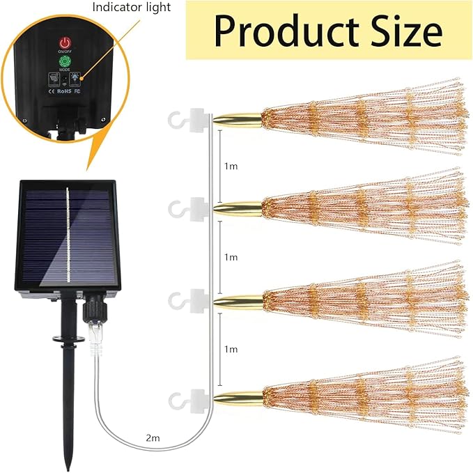 4 Pack 800 LED Solar Starburst Sphere LightsFirework Light Remote Control Timer 8 Modes Dimmable Waterproof Hanging Sparkly Fairy Light for Patio Party Tent Halloween Christmas Decor (Warm White)