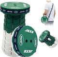 Sporticulture NFL New York Jets Telescoping Collapsible Stool 500lbs Max Weight Portable Adjustable Height Folding Camping Stool with Carry Strap Retractable Stadium Have A Seat Outdoor Sports Fan