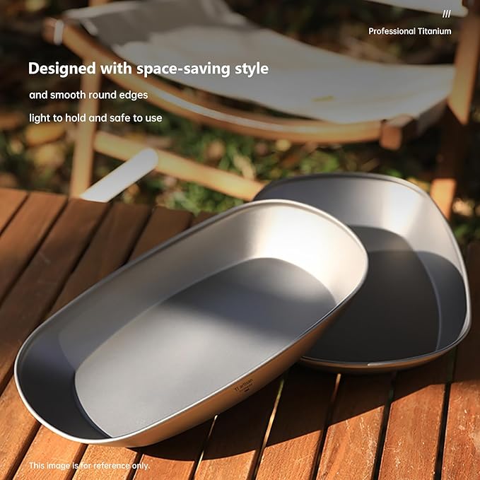 Titanium Plate Camping Picnic Tableware 32.1fl oz Cooking Utensils Extremely Light Dishes Bowl 106g (Ice Flowers)