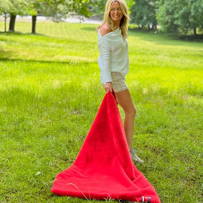 Pretty Rugged Faux Mink Luxe Customizable Long Lap Blanket Waterproof and Reversible Machine Washable Fuzzy ThrowRed