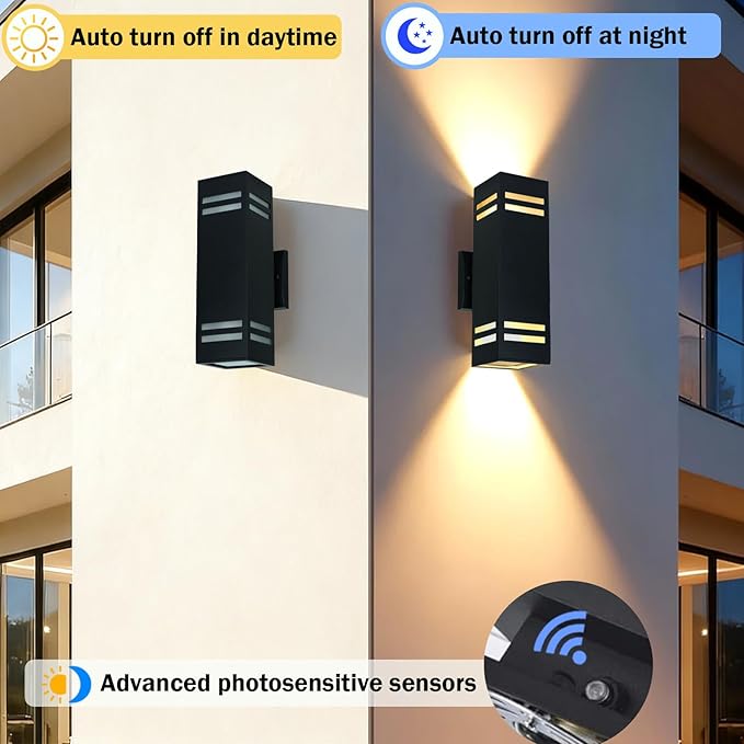 Up and Down Outdoor Wall Lights Fixture – ETL Listed Aluminum Waterproof Wall Mount Square Design- Modern Exterior Lighting Outdoor Wall Sconce for Porch Patio