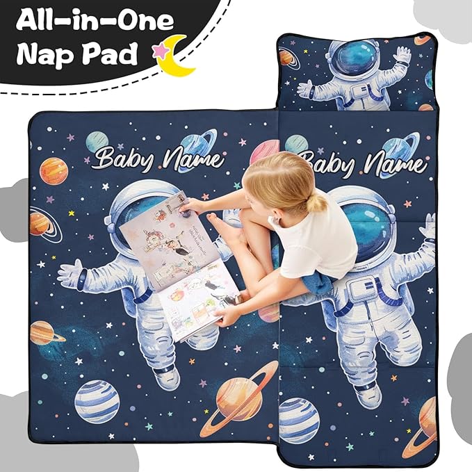 Toddler Sleeping Bag with Blanket &amp Pillow – Personalized Roll-Up Nap Mat with Custom Name for Kids