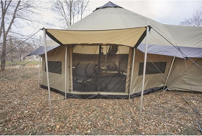 Guide Gear Base Camp Tent Outdoor Hiking Hunting Four Season Camping with Stove Jack