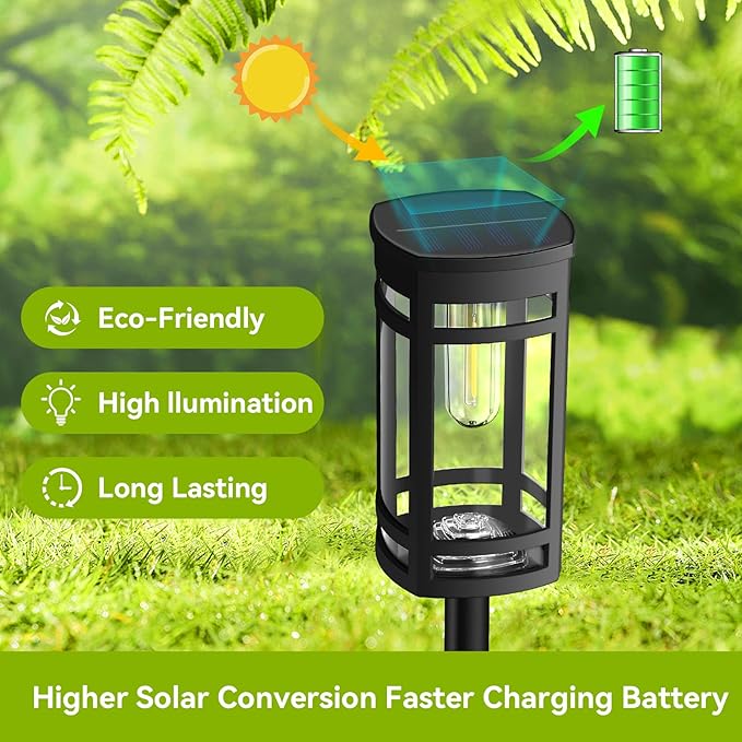 EXCMARK 8 Pack Solar Lights Outdoor Waterproof for Garden Pathway Walkway Driveway Yard Lawn Decorative Landscape Lighting. (Cool White Light 8)