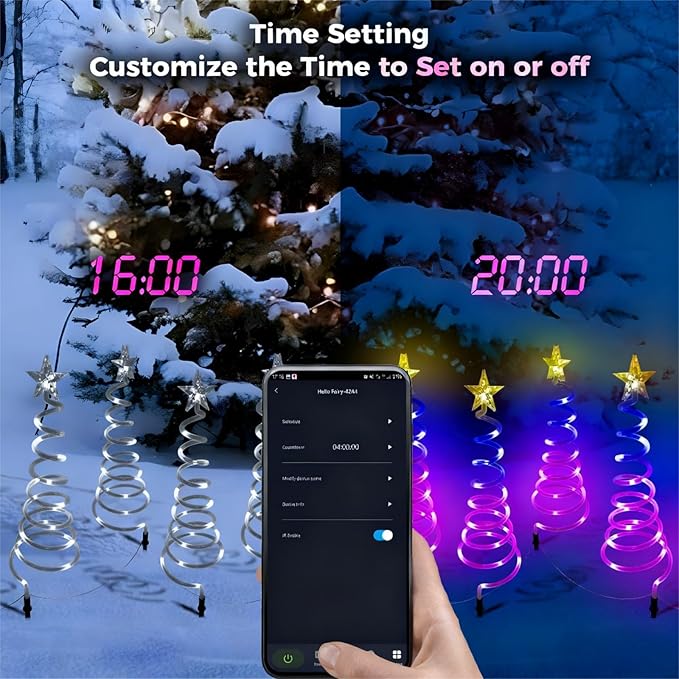 4 Pack Christmas Pathway Lights Outdoor Spiral Christmas Tree Path Lights Waterproof Yard Decorations Spiral Lighted Christmas Tree Lights for Pathway Patio Backyard Garden Party Holiday Decor