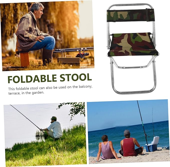 Folding Stool Large Portable Camping Chair Metal Backrest Easy to Carry for Outdoor Use