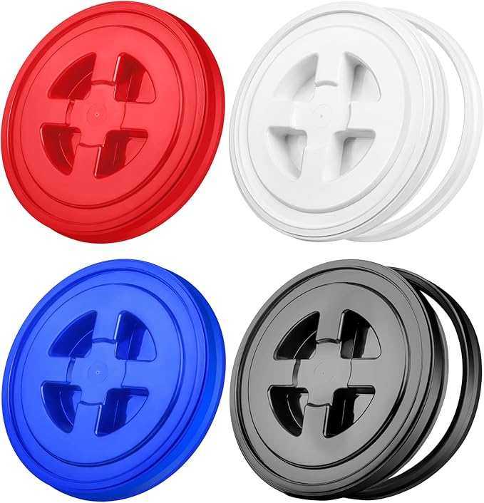 Aodaer 4 Pieces Seal Lid 5 Gallon Bucket Twist Lid Food Storage Container Lid Reusable Plastic Seal Lid Food Storage Container Lids Mixed Colors