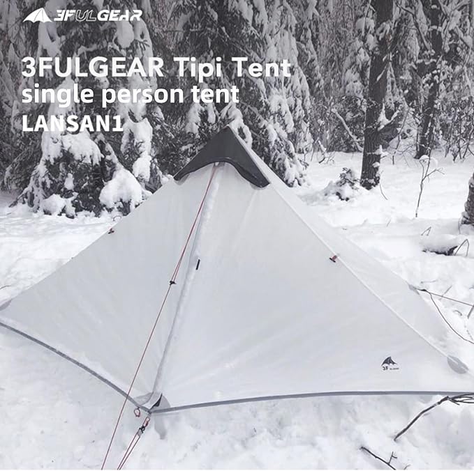 3FULGEAR Ultralight Tent for Backpacking LANSHAN 1 Trekking Pole Tent 1 Person 3/4 Season Lightweight Easy Set Up Double Layer Shelter Waterproof Tents for Camping Hiking Outdoor Mountaineering