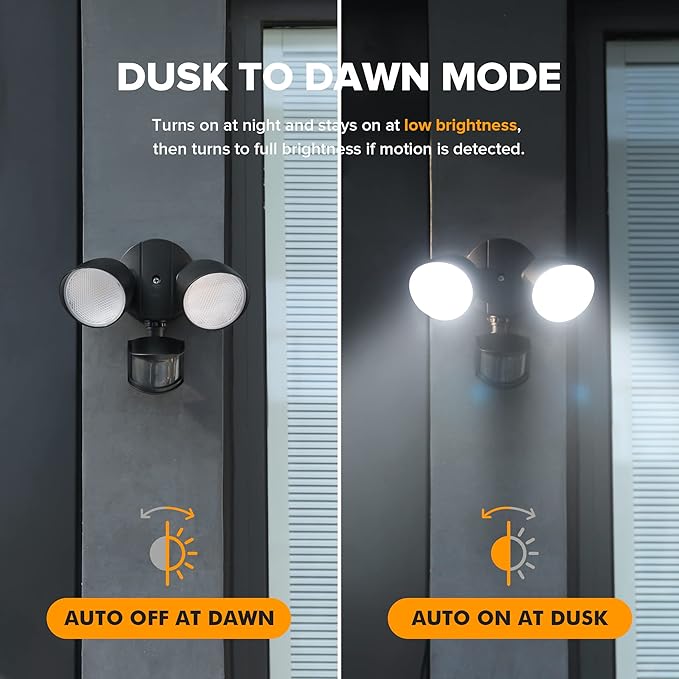 LUTEC 32W 3500 Lumen LED Security Lights Motion Sensor Light Outdoor 5000K Daylight IP65 Waterproof Dusk to Dawn Hardwired Motion Detector Flood Light for Garage Yard Porch-Black