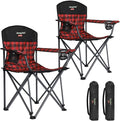 SUNNYFEEL Oversized Folding Camping Chair 2 Pack 800 LBS Heavy Duty for Big Tall People Red Padded Portable Collapsible Chairs with Armrest Cup Holder &amp Pocket for Outdoor Travel Picnic Camp Sport