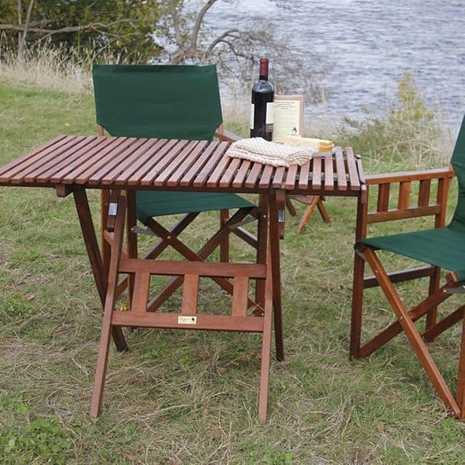 BYER OF MAINE - Pangean Roll Top Folding Wood Table Hardwood Portable Table for Bistro Deck or Camping Use Indoors or Outdoors