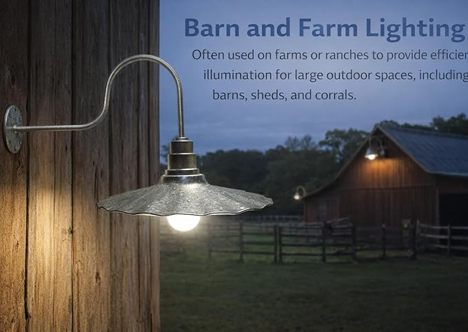 AGB102-AR20-GALVENIZE Radial Wave Steel Dome 29 Gooseneck Barn Light - Outdoor Dome with Incandescent Downlight | Wall-Mount Fixture Gardens Pathways &amp Outdoor Living Spaces