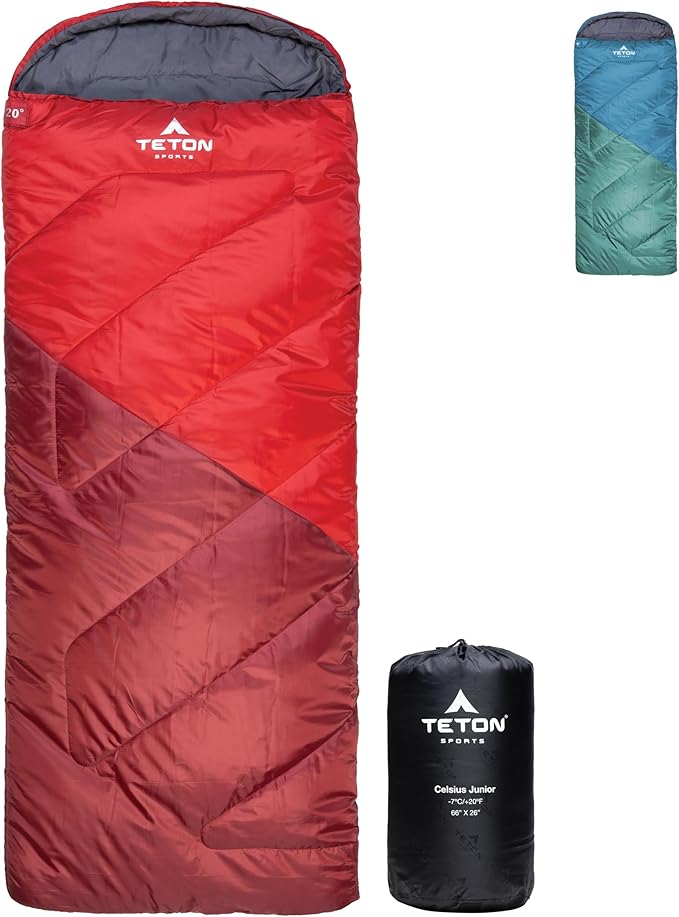 Teton Junior 20 Degree and 0 Degree Sleeping Bags. Finally Sleeping Bag for Boys Girls All Kids Warm and Comfortable for All Camping Weather and Built to Last