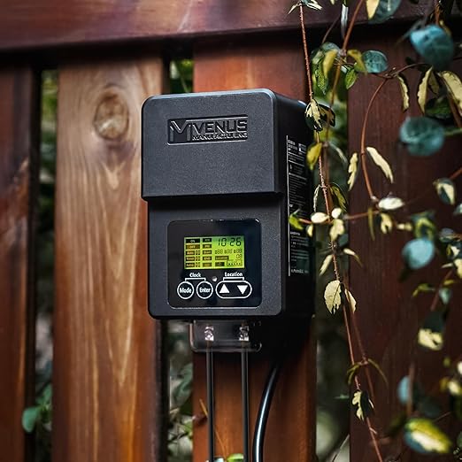 VENUS MANUFACTURING Outdoor Low Voltage Transformer 120W Landscape Lighting Transformer with Timer and Built-in Photo Sensor 120V AC to 12V AC for LED Spotlight Pathway Garden Lighting