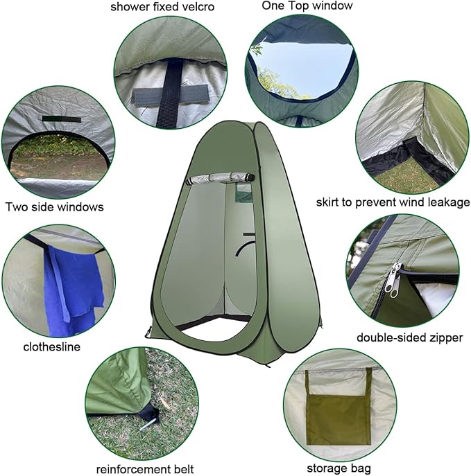 Portable Outdoor Camping Toilet Kit for AdultsPop Up Privacy Tent Camping Folding Toilet 30 Toilet Bags Washable Foldable for Travel RV Car Beach Hiking