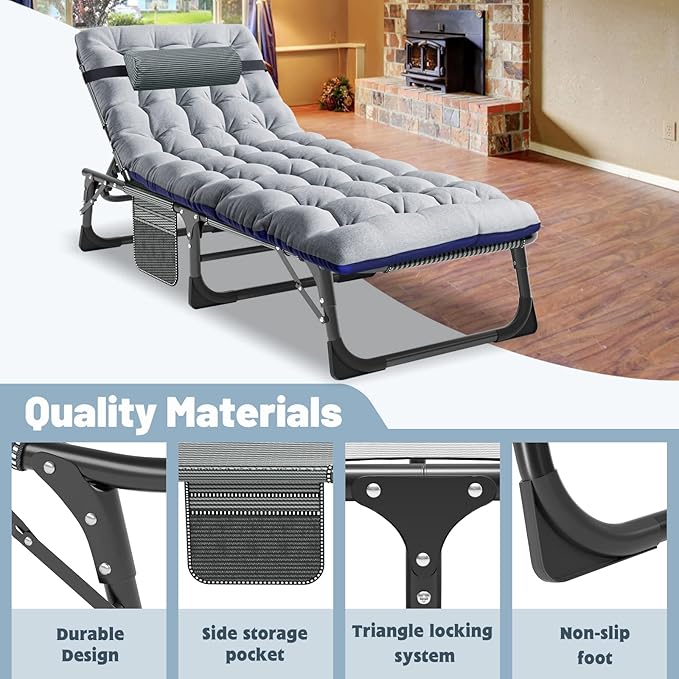 Portable Folding Camping Cot for Adults with Comfortable Mattress Lightweight Camp Bed with Carry Bag for Outdoor Travel Hiking Beach Sleep Anywhere