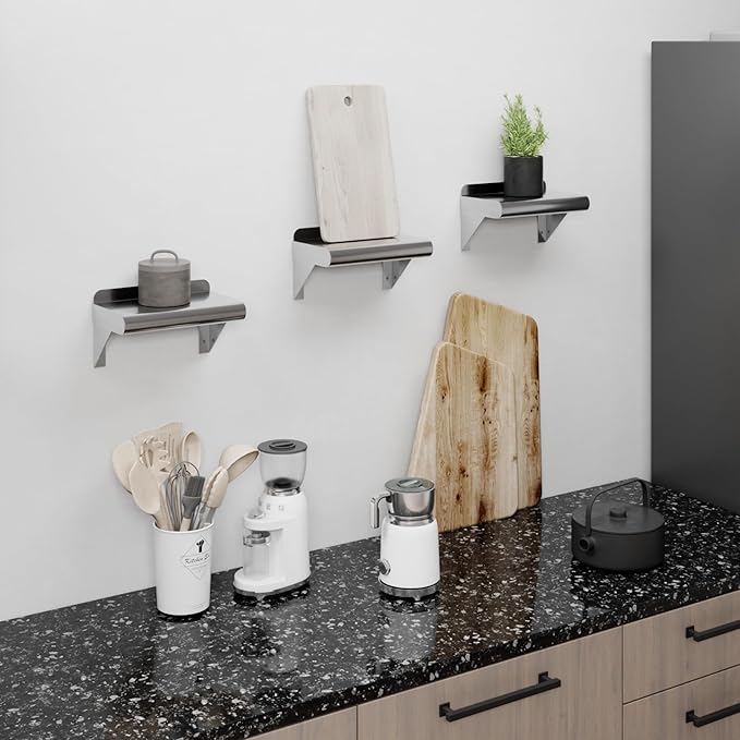 AmGood 6 in. x 10 in. Stainless Steel Wall Shelf | NSF | Metal Shelving | Garage Laundry Storage Utility Room | Restaurant Commercial Kitchen