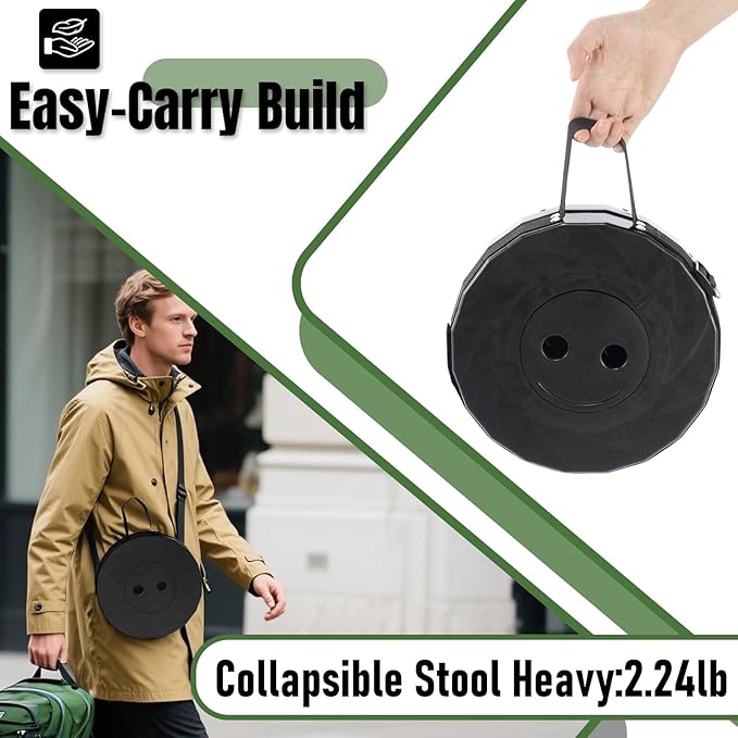 Upgraded Foldable Stool Thickened Set of 2 Portable Collapsible Stool Retractable Stool Foldable Portable Collapsible Chair for Fishing Hiking Tours BBQ Parties Outdoor Activities (Black)