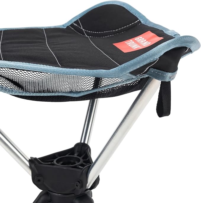 GRAND TRUNK Compass 360° Swivel Camping Stool | Ultralight Foldable Tripod Seat with Aluminum Frame | Portable Outdoor Chair for Hiking Fishing &amp Travel | Black