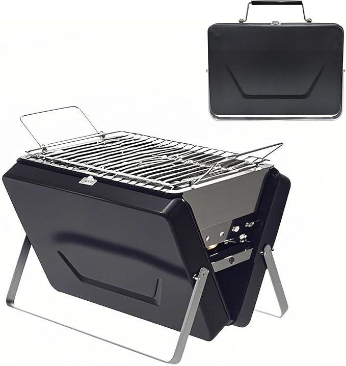 PMS Portable Camping Charcoal Grill Folding Stainless Steel Stove for Outdoor Cooking BBQ Camping Hiking Picnic Backpacking