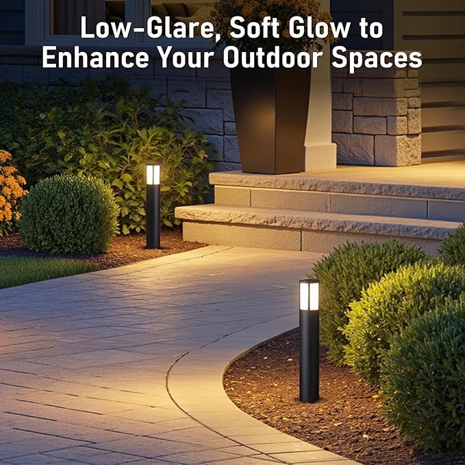 LEONLITE Low Voltage Bollard Pathway Lights 5CCT 5W 12-24V 1800K/2700K/3000K/4000K/5000K Selectable Wired LED Landscape Lighting for Lawn Yard Walkway Driveway Oil Rubbed Bronze Aluminum Pack of 4