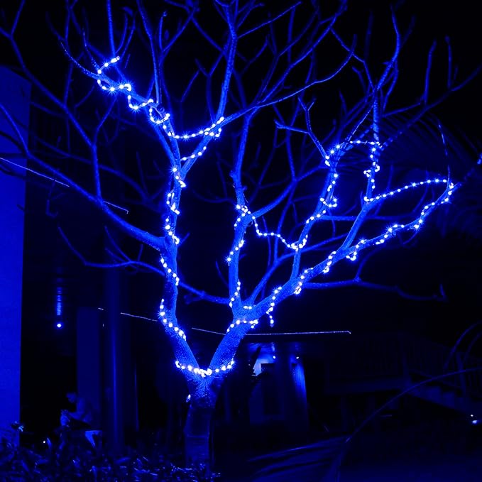 Blue Rope Lights 16.4ft Waterproofe Flexible LED Strip Light Indoor Outdoor Decorative Lighting for Home Christmas Holiday Garden Patio Party