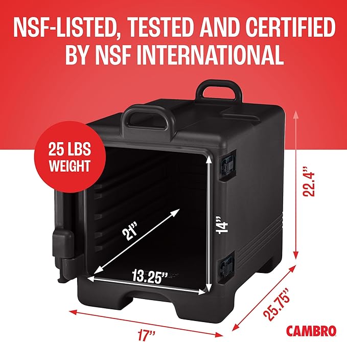 Cambro Insulated Food Pan Carrier - Hotbox and Food Warmer for Catering &amp Transport - Front Load UPC300 Series (Black)