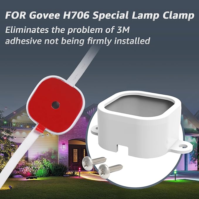 90 PCS Mounting Brackets Compatible with Govee Outdoor Lights Pro H706A H706B Light Clips for Govee Pro Outdoor Lights 150FT Fully Enclosed Mounting Bracket Replaces 3M Adhesive