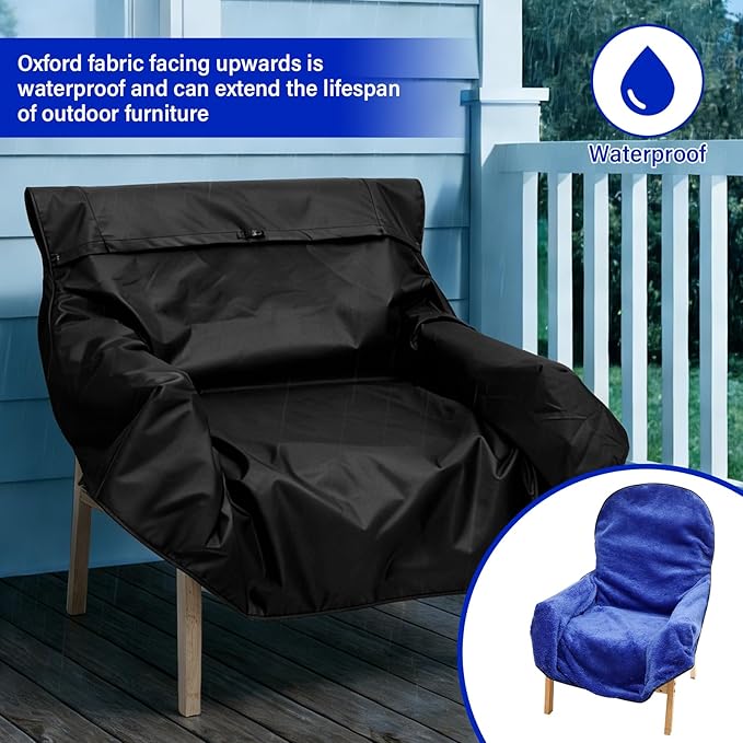 Reversible Cozy Seat Blanket Office Chair Blanket Polyester and Waterproof Oxford Fabric for Patio Camping Universal Fit for 90% Armchair Includes Drawstring(Blue)