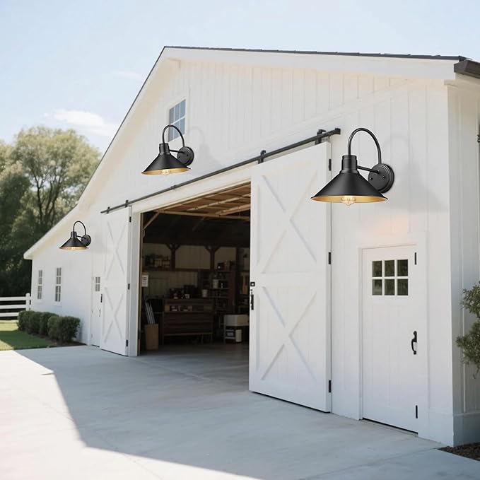 Exterior Barn Light Outdoor Wall Mount Light for House Front Porch Wall Lighting Fixture Farmhouse Outdoor Sconce Light (Black 3 Pack)