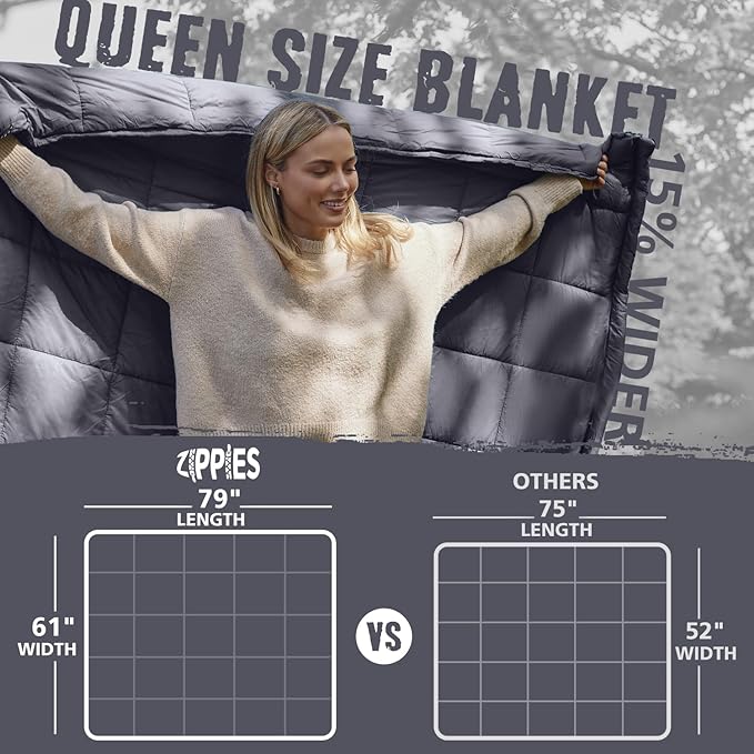 3M Thinsulate Insulation Puffy Camping Blanket for Cold Weather Queen Size Warm Camping Quilt with Zipper Waterproof Outdoor Sleeping Bag for Hammock Cozy &amp Versatile Gift for Men and Women