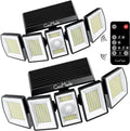 Solar Outdoor Lights Flood Light Motion Sensor &amp Dusk to Dawn Solar Spotlights Outdoor Waterproof 300 Security LED &amp Remote Control 5 Head 270° Spot lamp for Wall Backyard 2 Pack