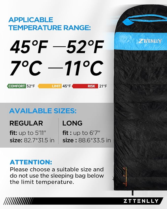 Ultimate 4-Season Down Sleeping Bag for Adults - Lightweight &amp Compact 550/600 FP 0°F to 30°F for Backpacking Camping &amp Hiking