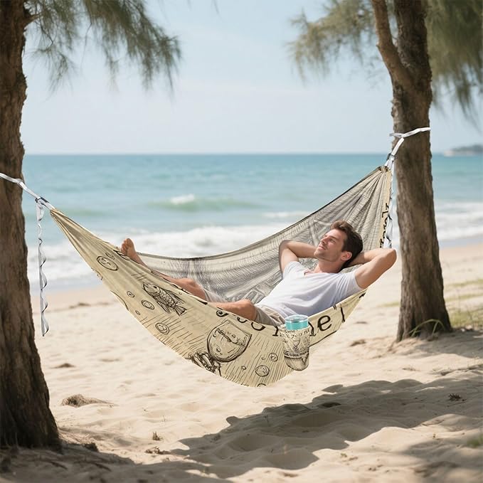 OTVEE Camping Hammock Enjoy Wine in Bathtub Portable Hammocks 500lb Upgraded Thickened Durable Single Hammocks with Tree Straps &amp Travel Bag for Camping Outdoor Indoor Patio Backyard