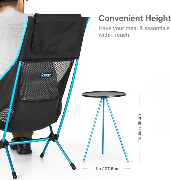 Helinox Packable Side Table for Camping Backpacking Picnics and The Beach Small - 10.5 Inch Black