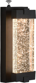 Black Wall Sconce with K9 Crystal Bubble and Dusk to Dawn Sensor Exterior LED Wall Mounted Light Modern Porch Lantern Light Fixture for Indoor and Outdoor