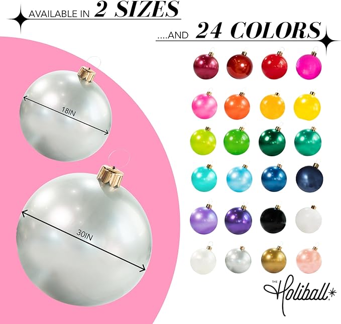 Holiball Inflatable Holiday Ornament – Ultimate Indoor/Outdoor Decoration – Reusable and Storage Friendly – for Weddings Parties Events Team Colors – 18 – Light Blue