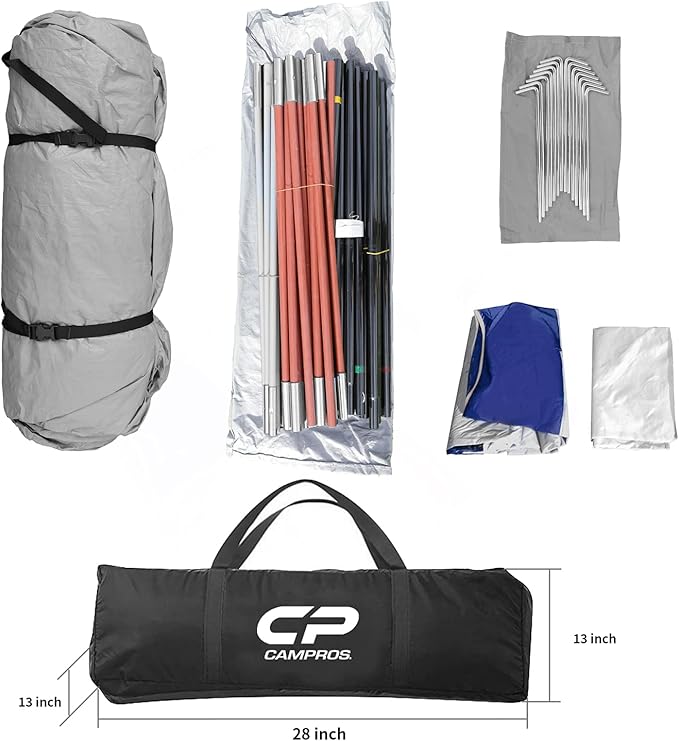 CAMPROS CP 12 Person Cabin Tent 2 Room Extra Large Straight Wall Camping Tents Waterproof Windproof with Top Rainfly 6 Large Mesh Windows Double Layer Easy Set Up Family Tent