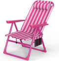 Slendor Backpack Beach Chair 6-Positions Beach Chairs for Adults with Cooler Bag Reclining Beach Chair with Cup Holder Folding Camping Chair for Outside
