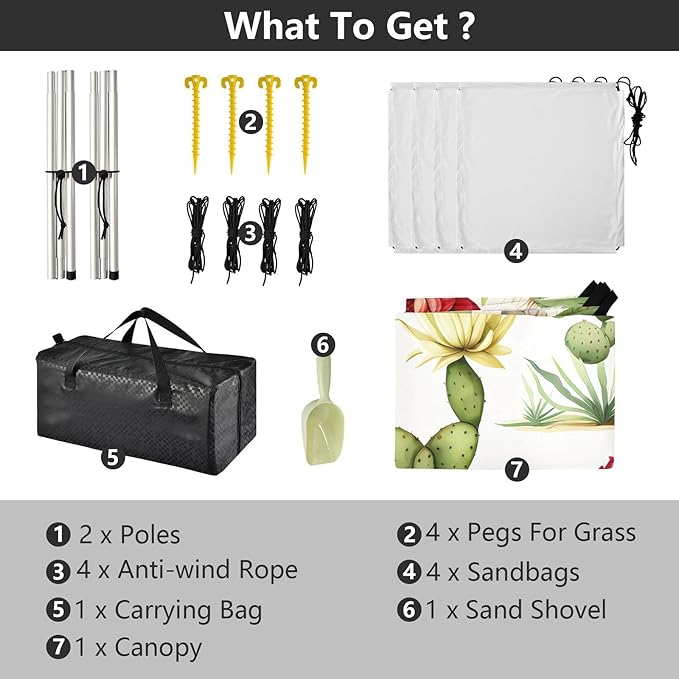 Beach Tent Sun Shelter Cactus of Different Shapes Lightweight &amp Easy Setup Beach Shade Canopy for Camping Fishing