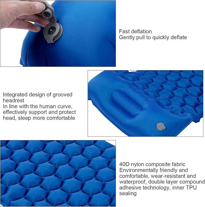 Sleeping Pad for CampingSelf Inflating Sleeping Pad CampingUltralight Sleeping Mat for CampingBackpackingHiking Lightweight Compact Camping Air Mattress for Tent(Royal Blue)