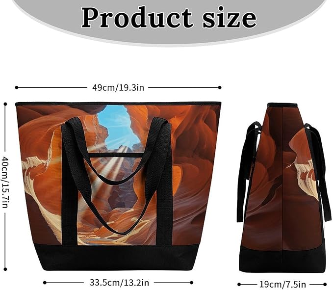 Insulated Shopping BagLarge Reusable Cooler Bags Antelope Canyon Printed Foldable Shopping BagTravel Waterproof Shoulder Bag