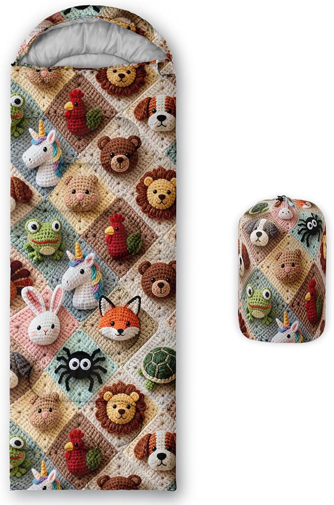 AILONEN Cartoon Camping Sleeping Bag for Boys Girls AdultsLightweight &amp Waterproof3 Season Warm &amp Cold WeatherPortablePrinted Sleeping BagTravelingCampingHiking