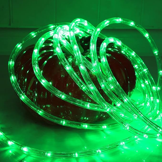 50ft 360 LED Waterproof Rope Lights 110V Connectable Indoor Outdoor Green Led Rope Lights for Deck Patio Pool Camping Bedroom Decor Landscape Lighting and More (Green)