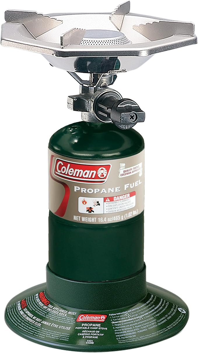 Coleman BottleTop Propane Stove with Adjustable Burner Portable Camping/Backpacking Cooker with 7650 BTUs of Power for Camping Tailgating Grilling &amp More